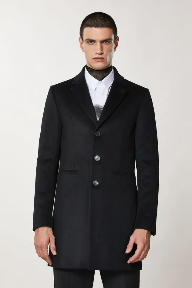 Patrizia Pepe Jackets Wool Blend Lined Coat Black 8211 Men