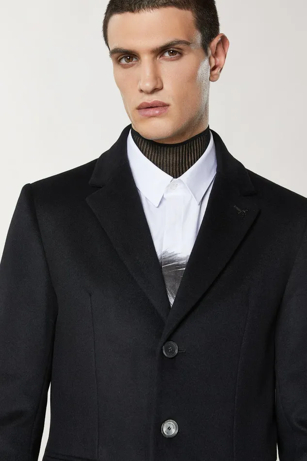 Patrizia Pepe Jackets Wool Blend Lined Coat Black 8211 Men