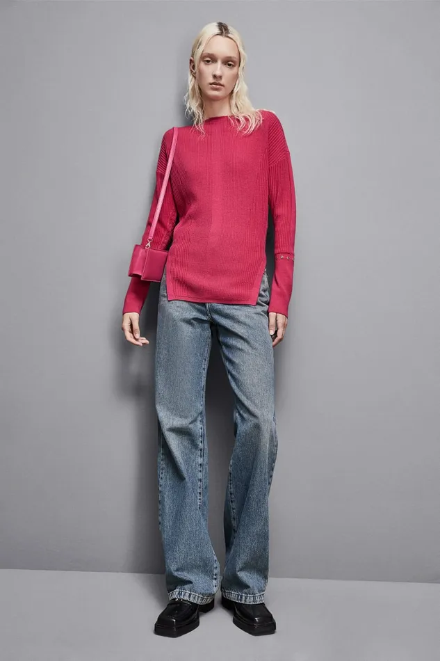 Patrizia Pepe Knitwear Essential Ribbed Knitting Sweater Pink 8211 Women