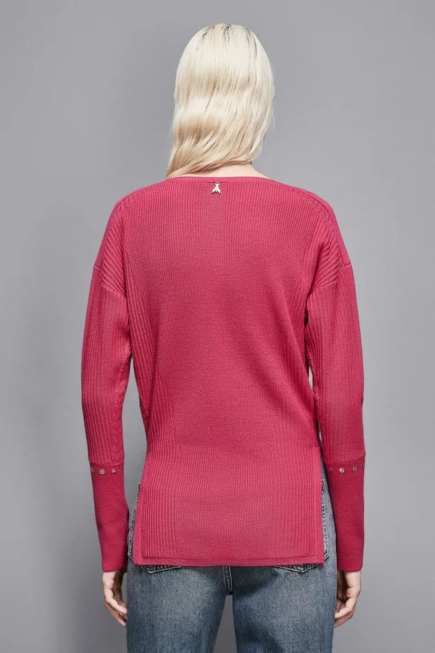 Patrizia Pepe Knitwear Essential Ribbed Knitting Sweater Pink 8211 Women