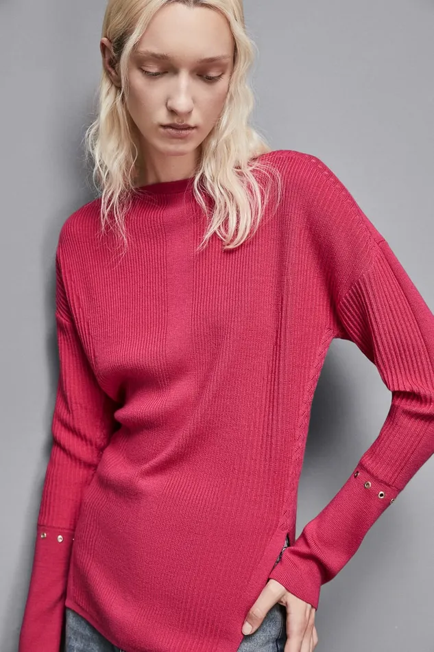 Patrizia Pepe Knitwear Essential Ribbed Knitting Sweater Pink 8211 Women