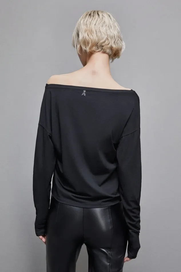 Patrizia Pepe Knitwear Essential Viscose LongSleeved Sweater Black 8211 Women
