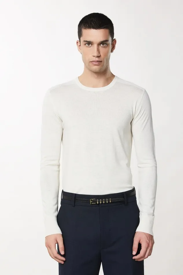 Patrizia Pepe Knitwear Slim Fit Wool Sweater White 8211 Men