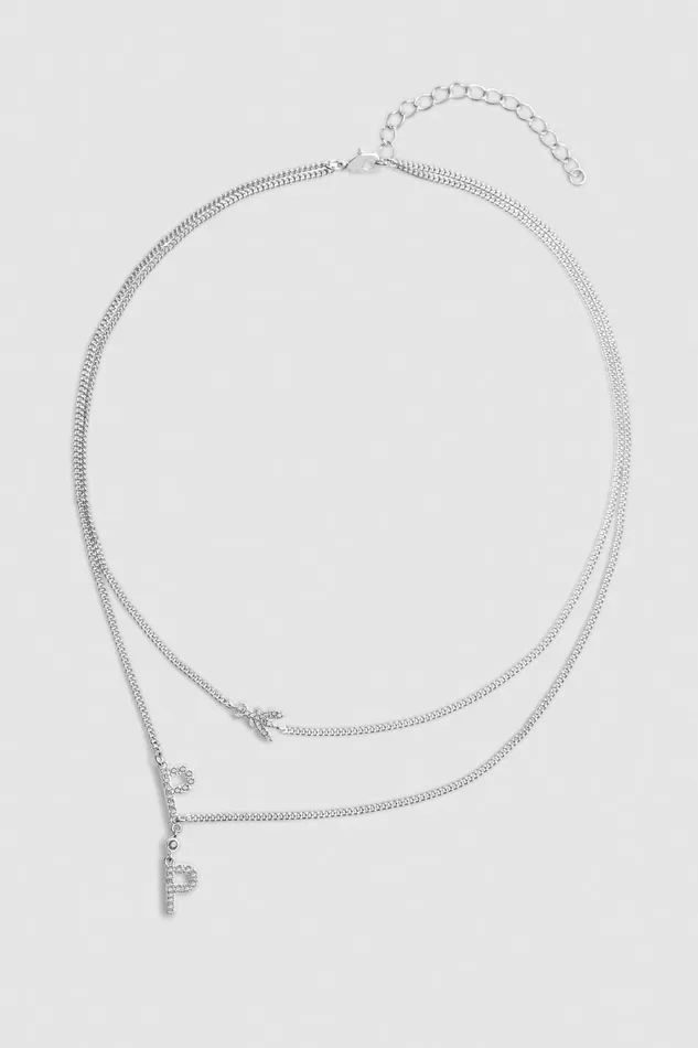 Patrizia Pepe Necklaces Double Chain Brass Necklace Silver 8211 Women