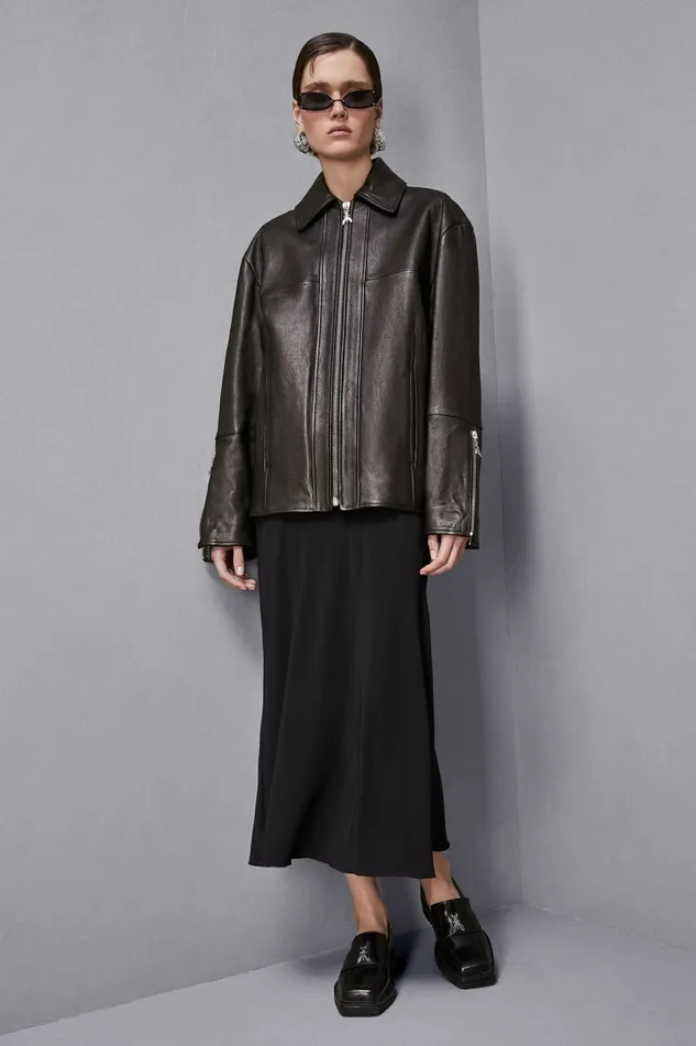 Patrizia Pepe Outerwear Leather Jacket With Zipper Black 8211 Women
