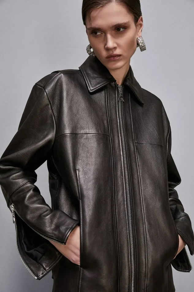 Patrizia Pepe Outerwear Leather Jacket With Zipper Black 8211 Women