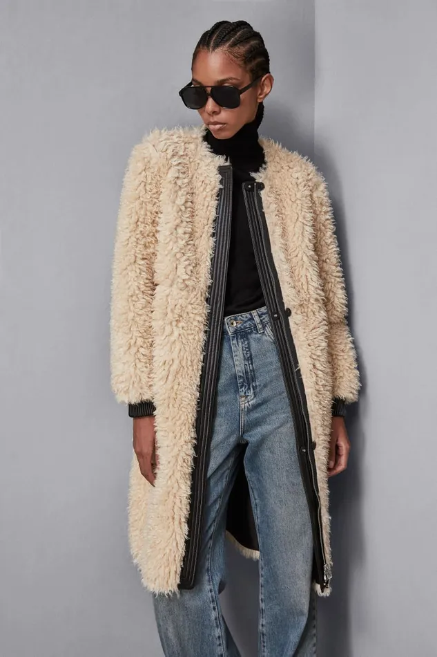 Patrizia Pepe Outerwear Reversible Long Jacket Beige 8211 Women
