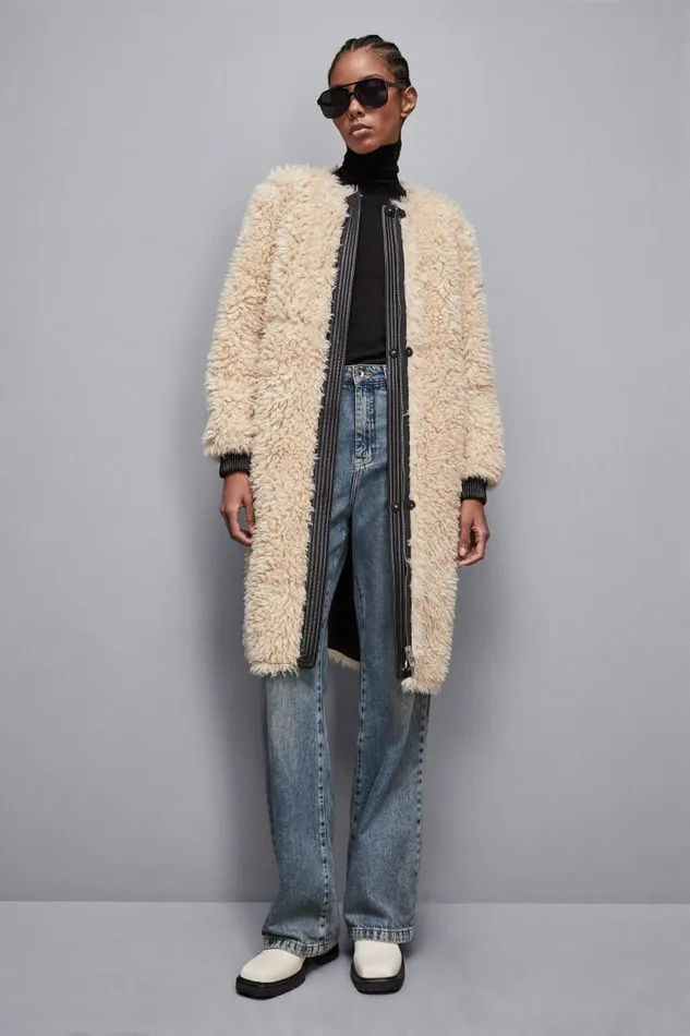 Patrizia Pepe Outerwear Reversible Long Jacket Beige 8211 Women