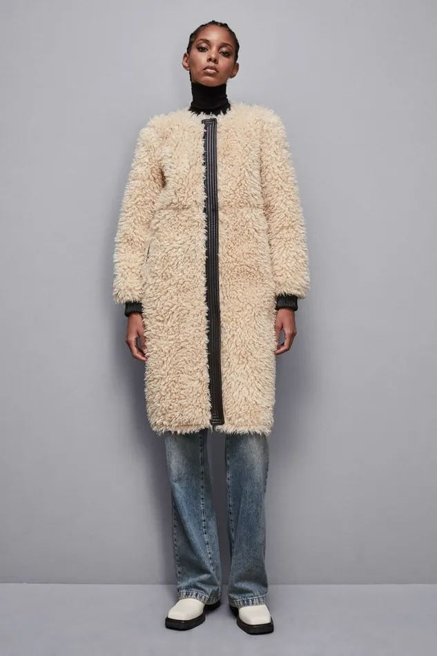 Patrizia Pepe Outerwear Reversible Long Jacket Beige 8211 Women