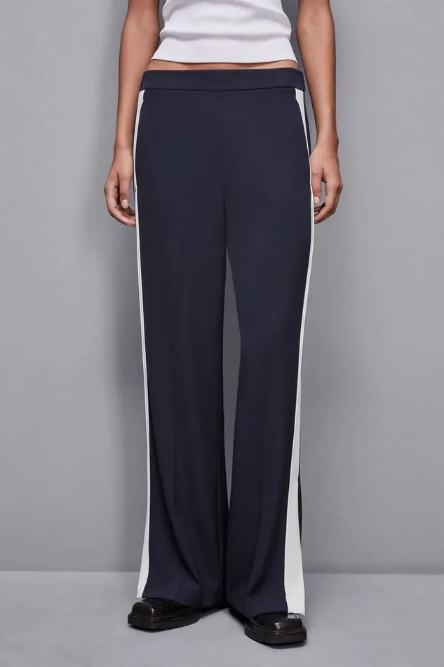 Patrizia Pepe Pants and Jeans Low Waist Pants With Colorful Band Blue 8211 Women