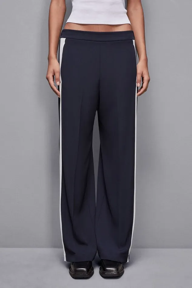 Patrizia Pepe Pants and Jeans Low Waist Pants With Colorful Band Blue 8211 Women