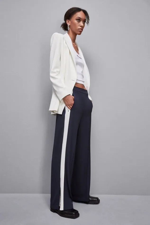 Patrizia Pepe Pants and Jeans Low Waist Pants With Colorful Band Blue 8211 Women