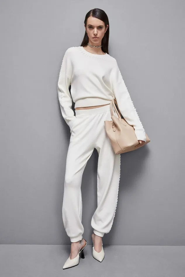 Patrizia Pepe Pants and Jeans Soft Viscose Joggers White 8211 Women