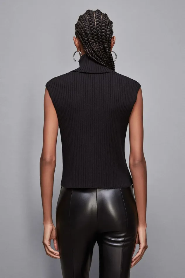 Patrizia Pepe Scarves Essential Sleeveless Viscose Sweater Black 8211 Women