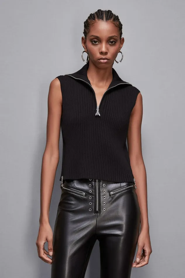 Patrizia Pepe Scarves Essential Sleeveless Viscose Sweater Black 8211 Women