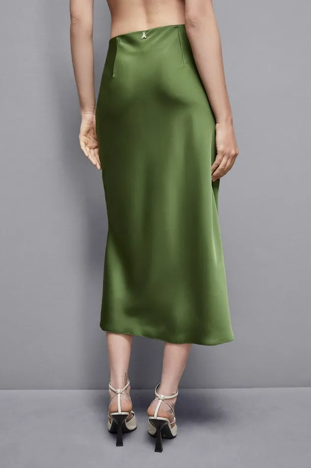 Patrizia Pepe Skirts Shiny Satin Midi Skirt Green 8211 Women
