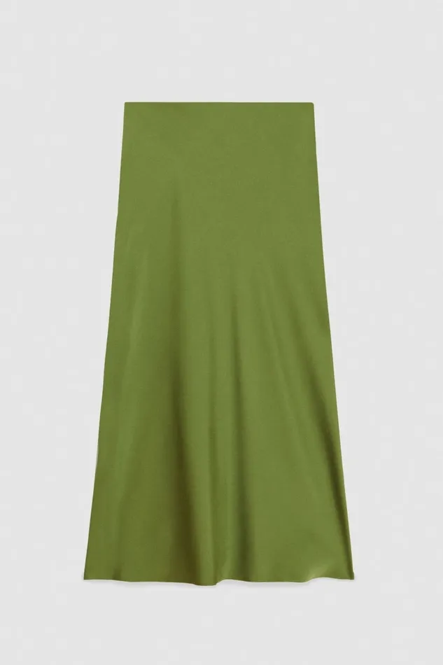 Patrizia Pepe Skirts Shiny Satin Midi Skirt Green 8211 Women