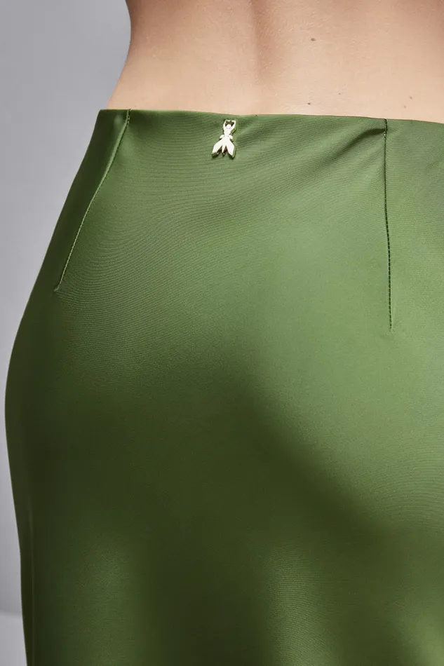 Patrizia Pepe Skirts Shiny Satin Midi Skirt Green 8211 Women