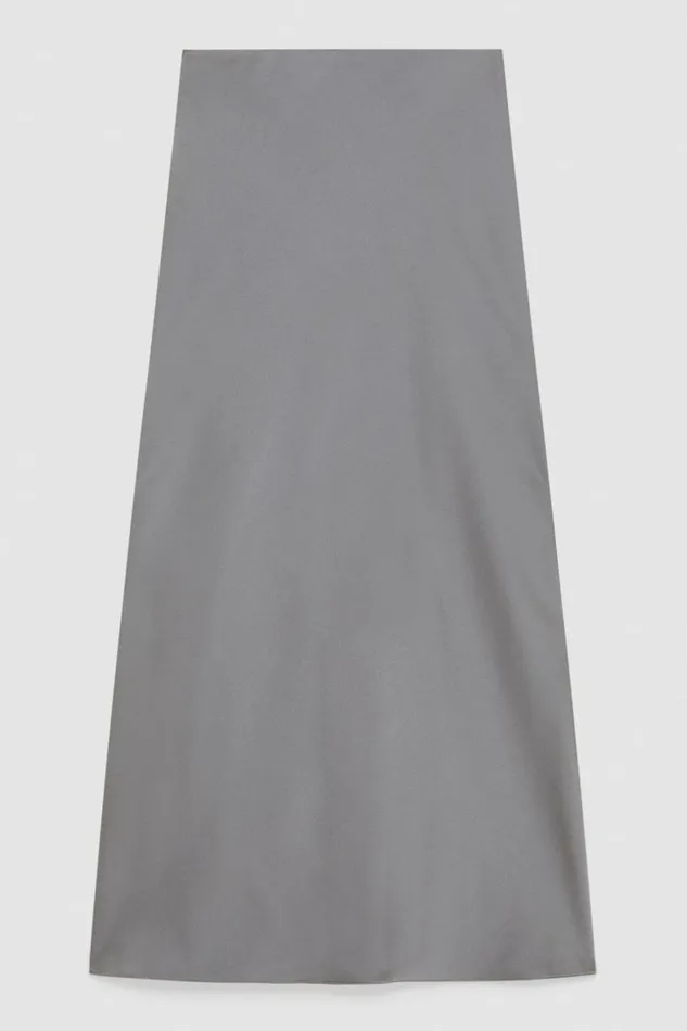Patrizia Pepe Skirts Shiny Satin Midi Skirt Grey 8211 Women