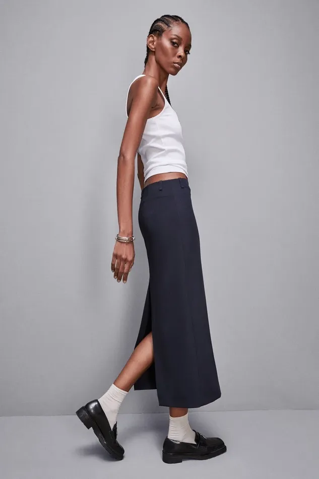 Patrizia Pepe Skirts Stretch Longuette Skirt Blue 8211 Women