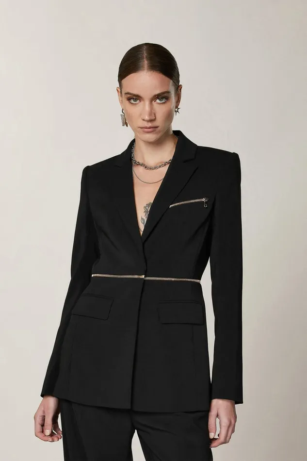 Patrizia Pepe Tailleur Essential Jacket With Zipper Black 8211 Women