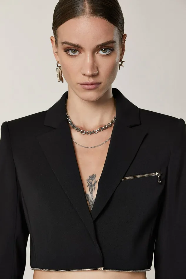 Patrizia Pepe Tailleur Essential Jacket With Zipper Black 8211 Women