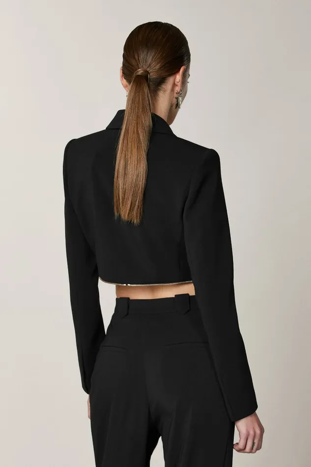 Patrizia Pepe Tailleur Essential Jacket With Zipper Black 8211 Women