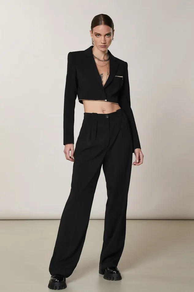 Patrizia Pepe Tailleur Essential Jacket With Zipper Black 8211 Women