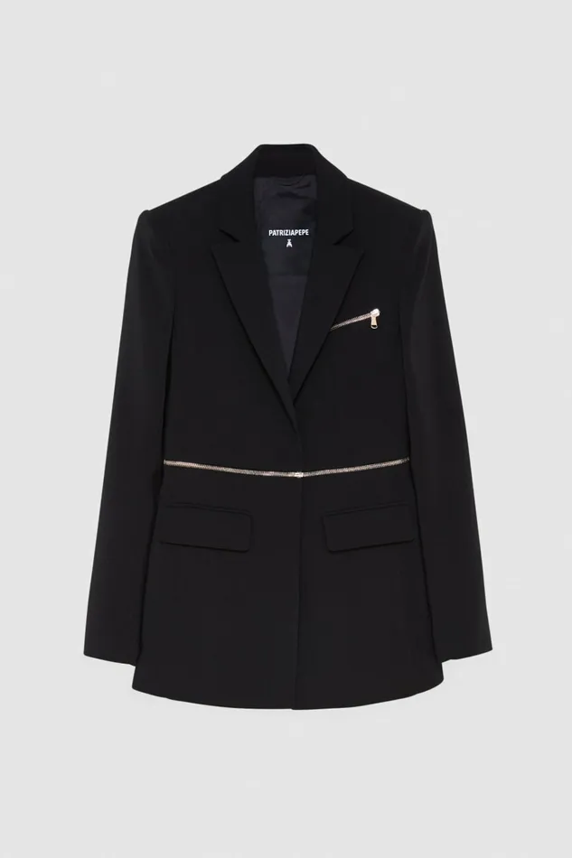 Patrizia Pepe Tailleur Essential Jacket With Zipper Black 8211 Women