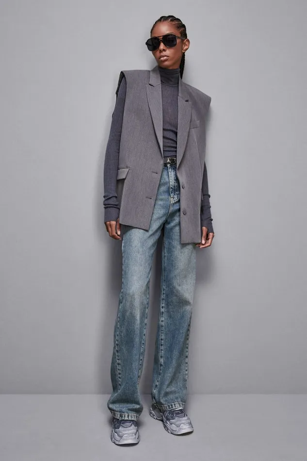 Patrizia Pepe Tailleur Essential Viscose Over Vest Grey 8211 Women