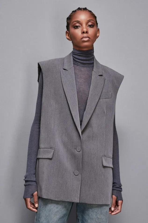 Patrizia Pepe Tailleur Essential Viscose Over Vest Grey 8211 Women