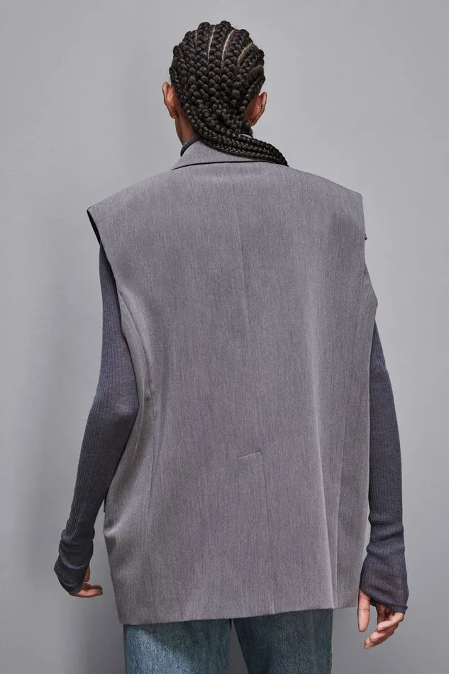 Patrizia Pepe Tailleur Essential Viscose Over Vest Grey 8211 Women