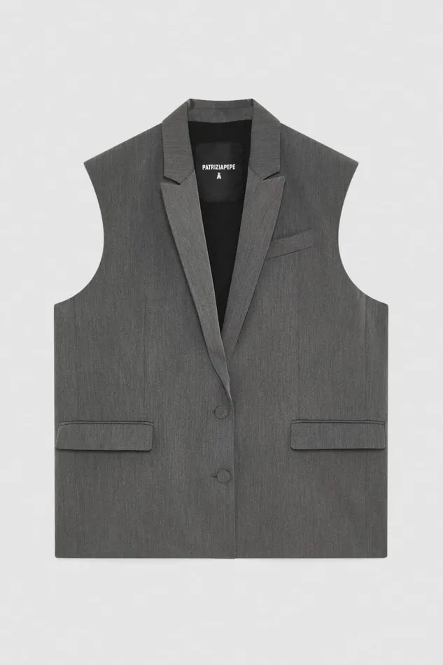 Patrizia Pepe Tailleur Essential Viscose Over Vest Grey 8211 Women