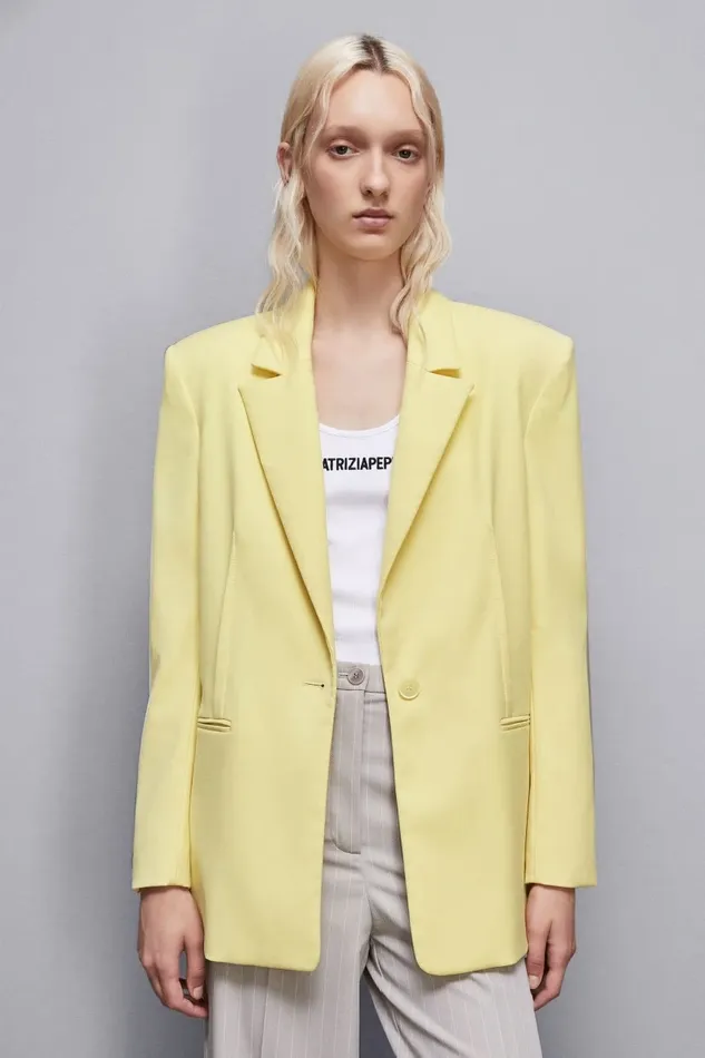 Patrizia Pepe Tailleur OneButton Flannel Blazer Yellow 8211 Women