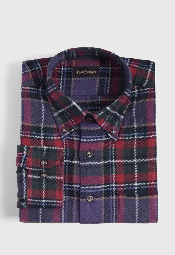 Paulstuart Flannel Plaid Sport Shirt REDPURPLE Mens Sport Shirts