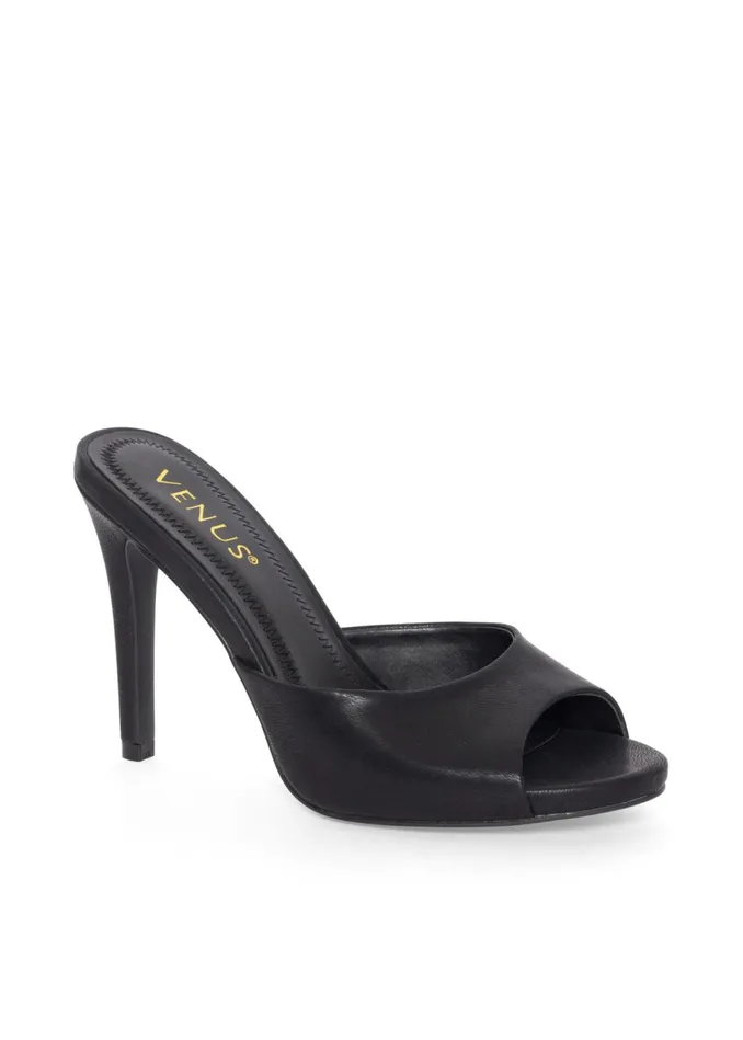 PEEP TOE MULES Black Women VENUS Heels