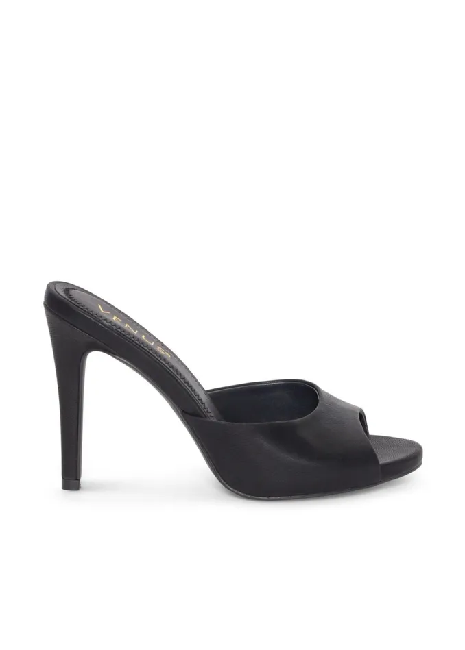 PEEP TOE MULES Black Women VENUS Heels