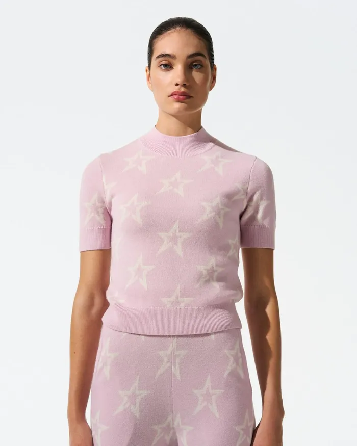 Perfect Moment Chalet Merino Wool Knitted Tee Pink Women Tops