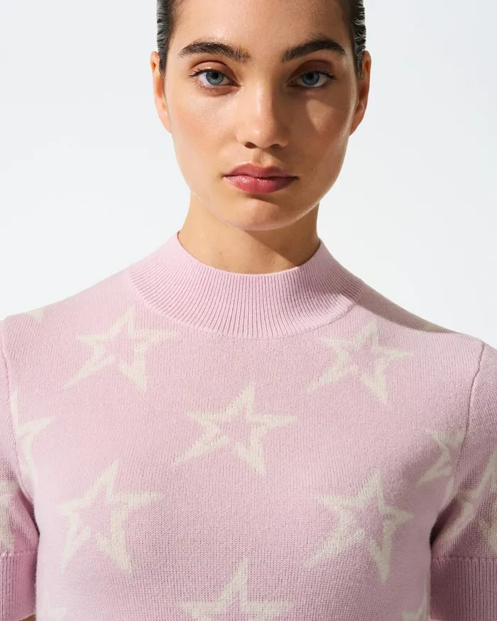 Perfect Moment Chalet Merino Wool Knitted Tee Pink Women Tops