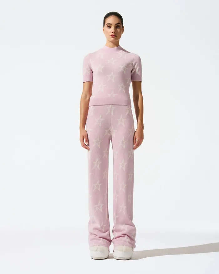 Perfect Moment Chalet Merino Wool Knitted Tee Pink Women Tops