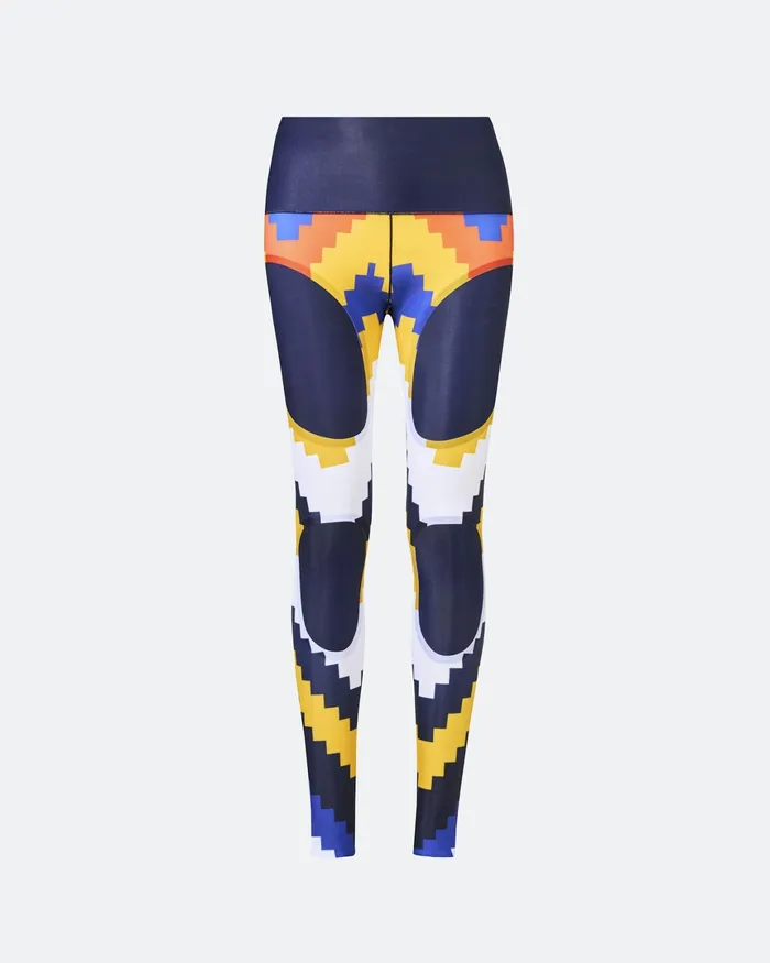 Perfect Moment Chevron Compression Legging Canary Yellow Chevron Print Women Leggings
