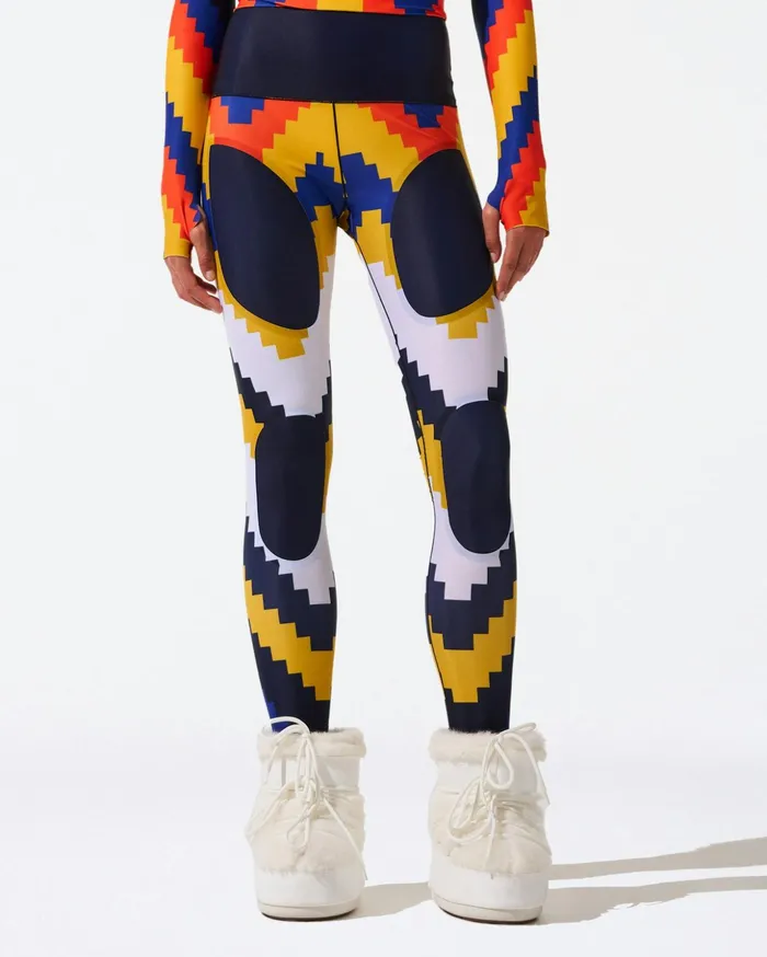 Perfect Moment Chevron Compression Legging Canary Yellow Chevron Print Women Leggings