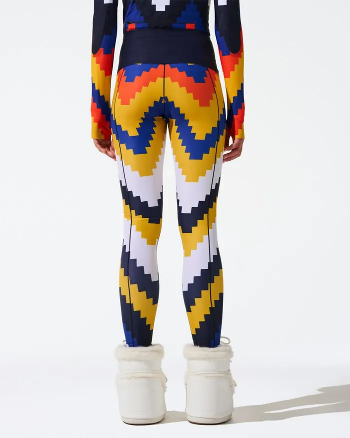 Perfect Moment Chevron Compression Legging Canary Yellow Chevron Print Women Leggings