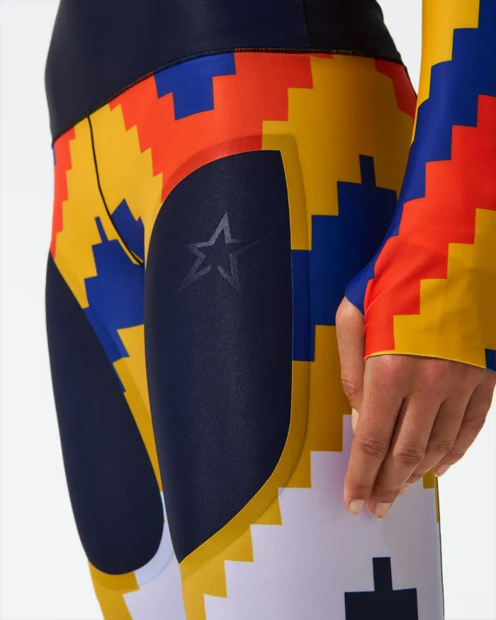 Perfect Moment Chevron Compression Legging Canary Yellow Chevron Print Women Leggings