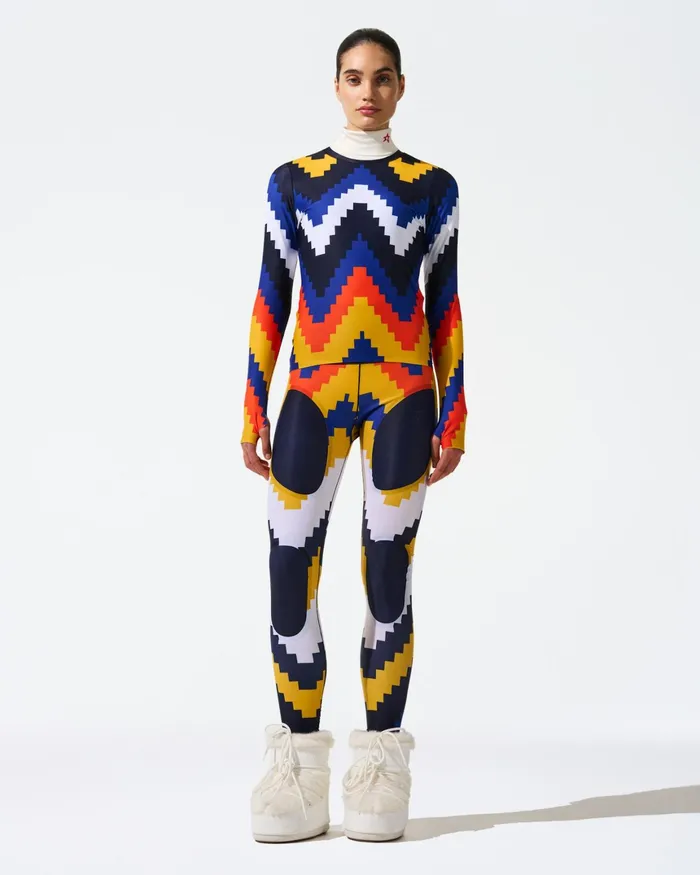 Perfect Moment Chevron Compression Legging Canary Yellow Chevron Print Women Leggings