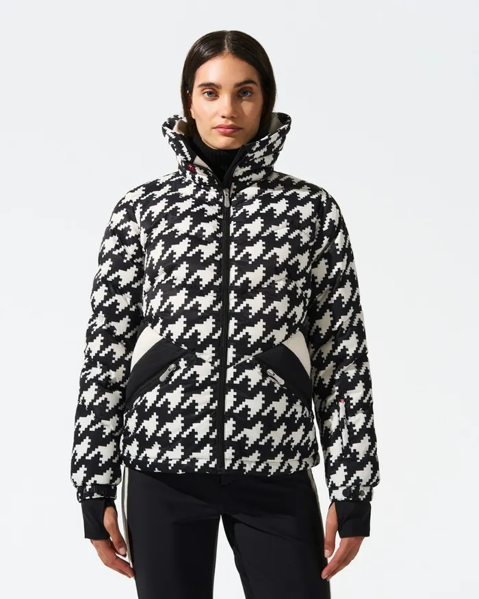 Perfect Moment Houndstooth Ski Duvet Down Jacket Houndstooth 8211 Blacksnow White Women Ski Jackets