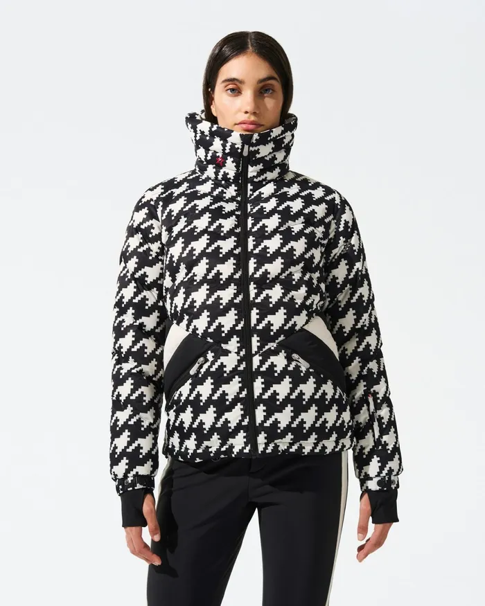 Perfect Moment Houndstooth Ski Duvet Down Jacket Houndstooth 8211 Blacksnow White Women Ski Jackets