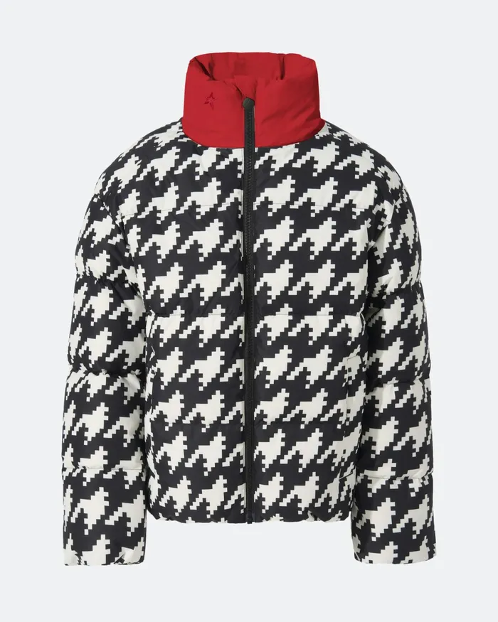 Perfect Moment Nuuk Puffer Down Jacket Black and White 8211 Houndstooth Print Kids Jackets