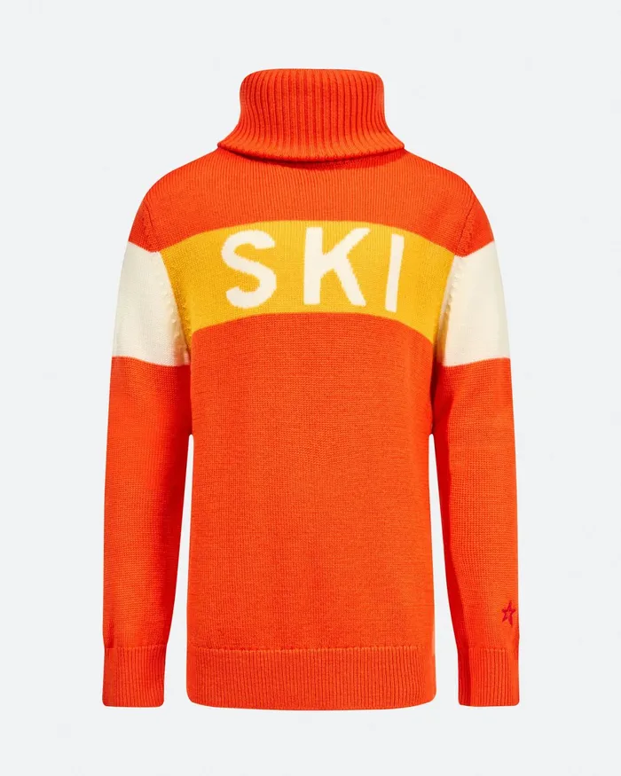 Perfect Moment Ski Merino Wool Turtleneck Orange Kids Knitwear