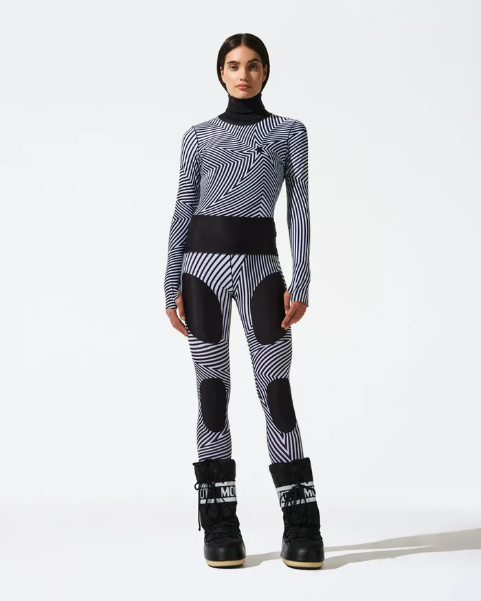 Perfect Moment Warped Star Compression Legging Warped Star Print Women Base Layers
